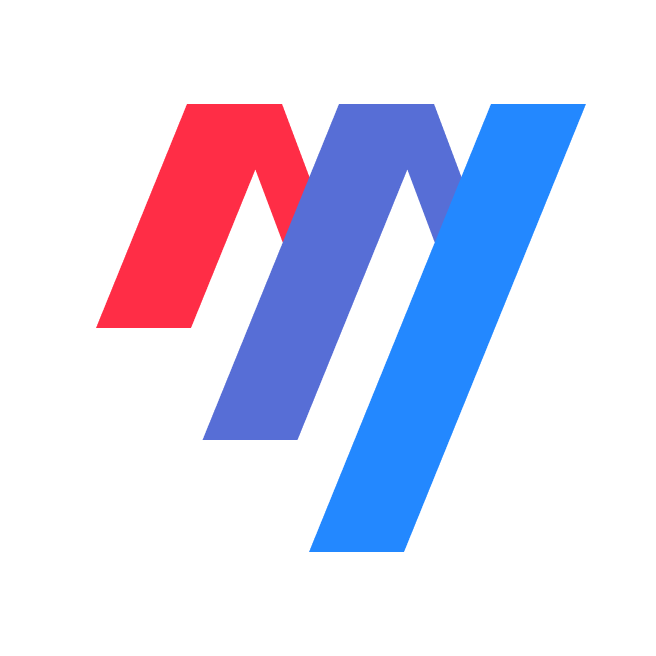 Maxa red purple and blue geometric brand symbol